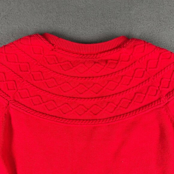 Talbots Sweater Womens Small Red Cashmere Blend Textured Yoke Knit Crewneck - Picture 8 of 8